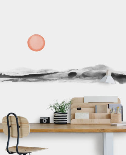 black, white and terracotta wallpaper