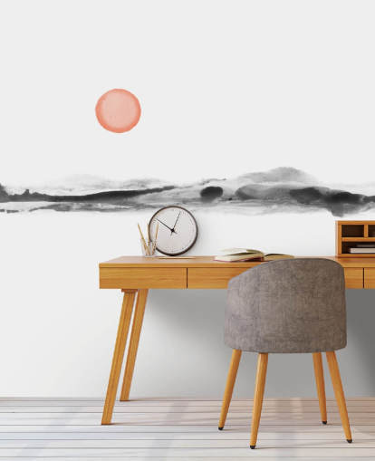 black, white and terracotta wallpaper