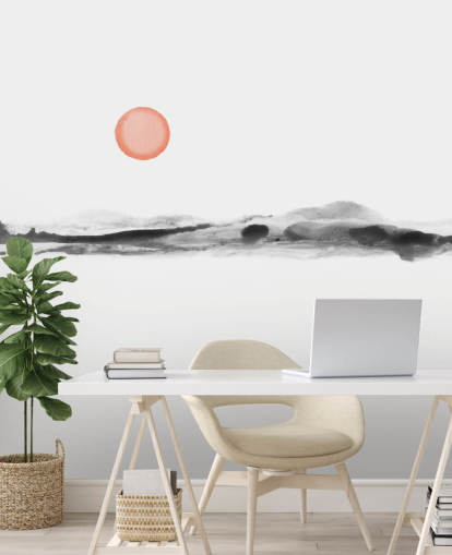 zwart, wit en terracotta behang