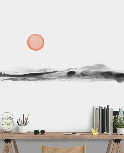 papel de parede preto, branco e terracota