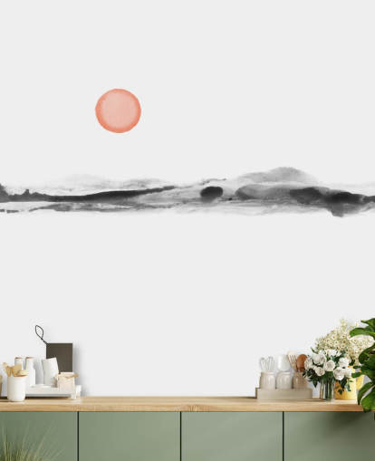 papier peint noir, blanc et terre cuite