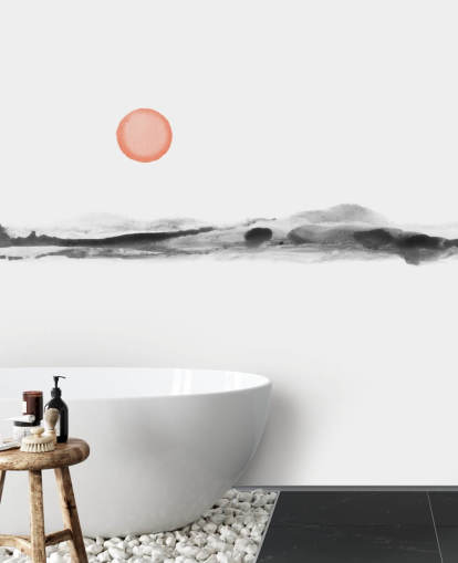 papier peint noir, blanc et terre cuite