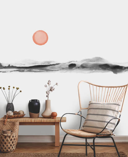 sort, hvid og terracotta tapet