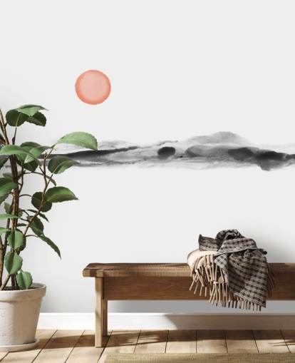 papier peint noir, blanc et terre cuite