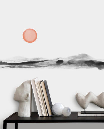 papel de parede preto, branco e terracota