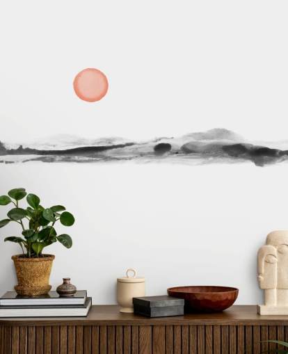 sort, hvid og terracotta tapet