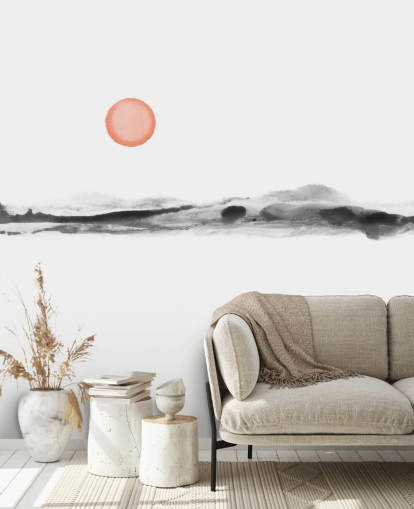 sort, hvid og terracotta tapet