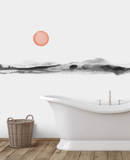 papier peint noir, blanc et terre cuite