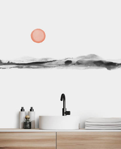 black, white and terracotta wallpaper