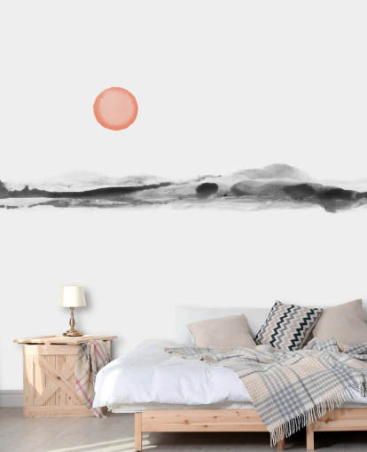 black, white and terracotta wallpaper