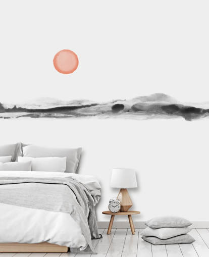 black, white and terracotta wallpaper