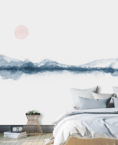 Marineblau, Terrakotta und Weiß minimalistisch Land