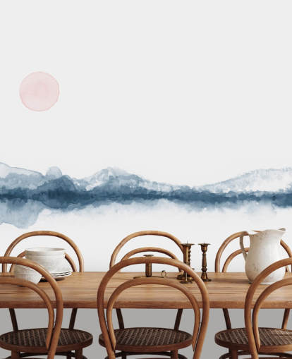 Marineblau, Terrakotta und Weiß minimalistisch Land