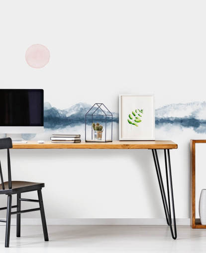 Marineblau, Terrakotta und Weiß minimalistisch Land