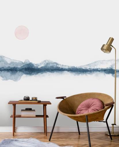 carta da parati minimal landscape navy, terracotta e bianco carta da parati minimal landscape navy, terracotta e bianco