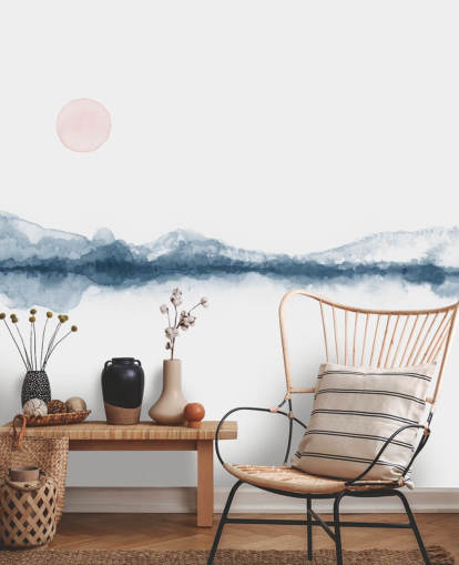 marinen, terrakotta og hvit minimal landskap tapet marinen, terrakotta og hvit minimal landskap tapet