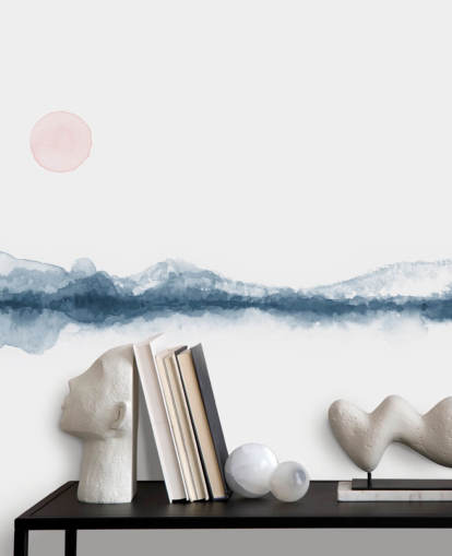 Marineblau, Terrakotta und Weiß minimalistisch Land