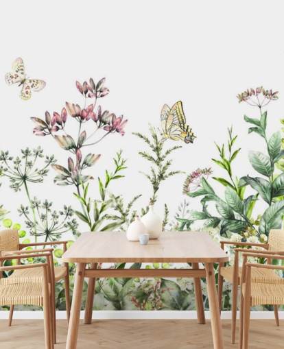 meadow flowers and butterflies wallpaper