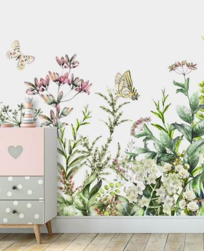 Wiesenblumen und Schmetterlinge Tapete Wiesenblumen und Schmetterlinge Tapete