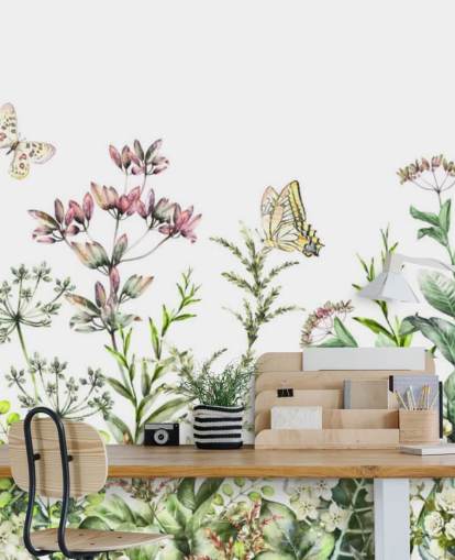 meadow flowers and butterflies wallpaper