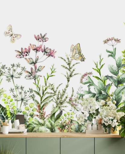 fleurs et papillons de prairie fond d'écran