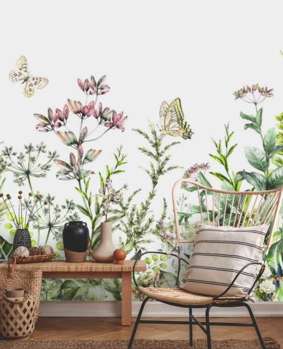 Wiesenblumen und Schmetterlinge Tapete Wiesenblumen und Schmetterlinge Tapete