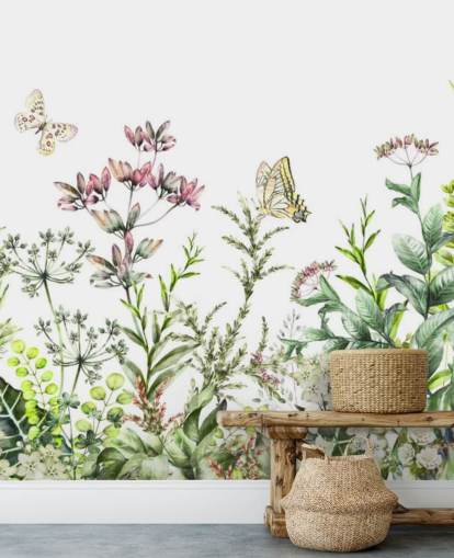 Descargar el fondo de pantalla meadow flowers and butterflies