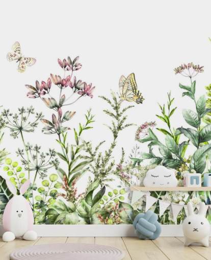 meadow flowers and butterflies wallpaper