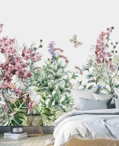 pretty pink and white meadow flowers wallpaper