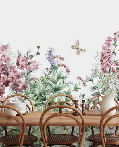 mooi roze en wit weidebloemen behang mooi roze en wit weidebloemen behang