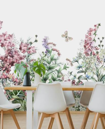 ganska rosa och vita ängblommor tapeter