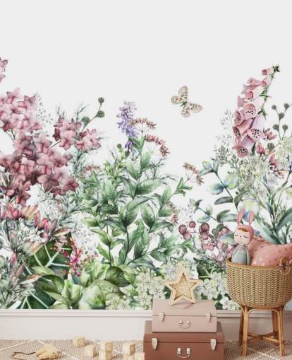 pretty pink and white meadow flowers wallpaper