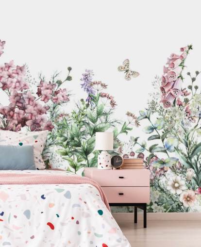 pretty pink and white meadow flowers wallpaper