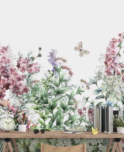 pretty pink and white meadow flowers wallpaper