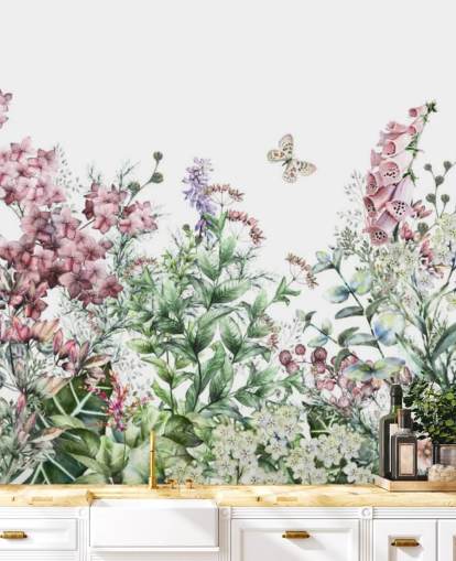 pretty pink and white meadow flowers wallpaper