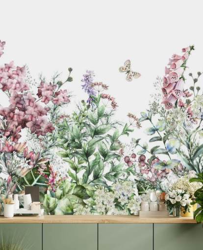 pretty pink and white meadow flowers wallpaper