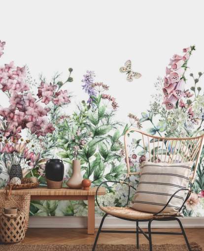 pretty pink and white meadow flowers wallpaper