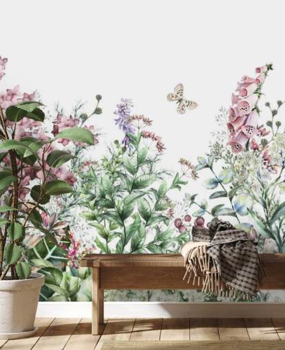 pretty pink and white meadow flowers wallpaper