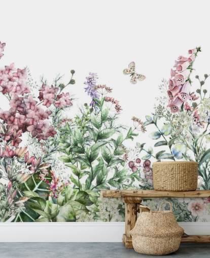 pretty pink and white meadow flowers wallpaper