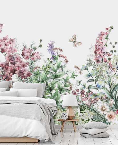 pretty pink and white meadow flowers wallpaper