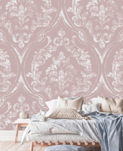 støvete rosa og hvit damask tapet støvete rosa og hvit damask tapet