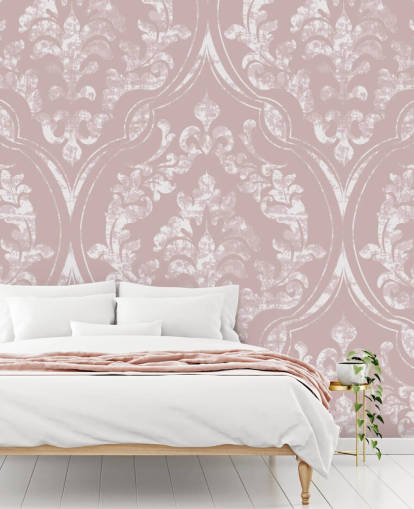 papel de parede damasco rosa e branco empoeirado papel de parede damasco rosa e branco empoeirado
