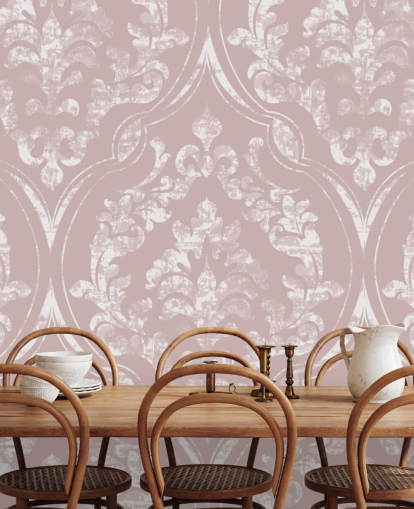 papier peint damassé vieux rose et blanc papier peint damassé vieux rose et blanc