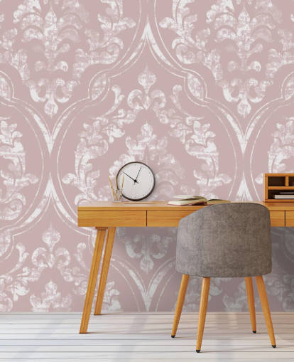 støvet pink og hvid damask tapet støvet pink og hvid damask tapet