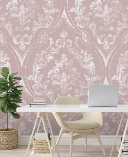 papier peint damassé vieux rose et blanc papier peint damassé vieux rose et blanc