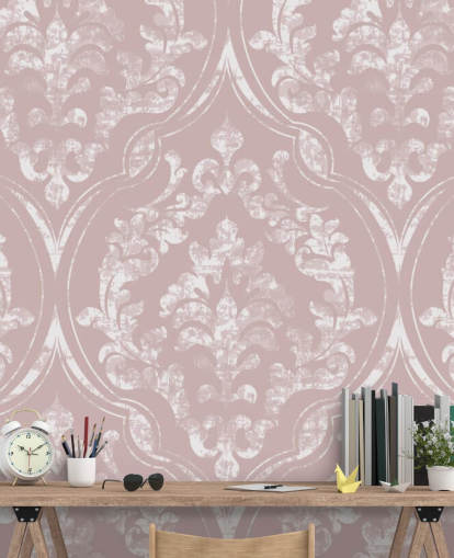 papel pintado damasco rosa polvoriento y blanco papel pintado damasco rosa polvoriento y blanco