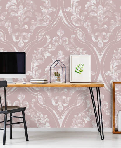 papel pintado damasco rosa polvoriento y blanco papel pintado damasco rosa polvoriento y blanco