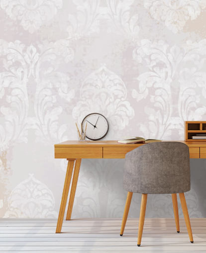 hellrosa Mustertapete namens Baroque Damask für Schlafzimmer, Wohnzimmer und Küchen hellrosa Mustertapete namens Baroque Damask für Schlafzimmer, Wohnzimmer und Küchen