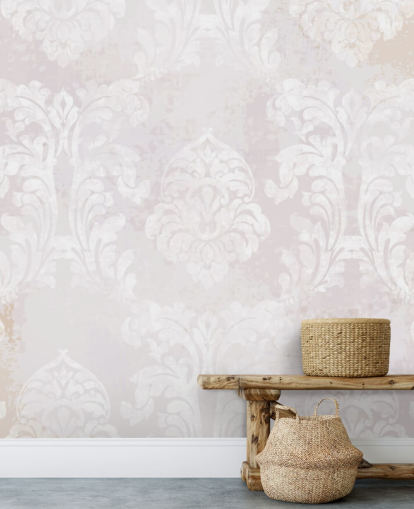 ljusrosa mönster tapetväggmålning kallad Barock Damask för sovrum, vardagsrum och kök ljusrosa mönster tapetväggmålning kallad Barock Damask för sovrum, vardagsrum och kök