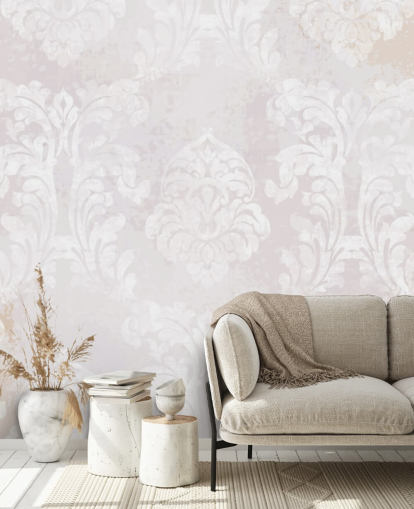 mural de papel pintado con estampado rosa claro llamado Damasco barroco para dormitorios, salas de estar y cocinas mural de papel pintado con estampado rosa claro llamado Damasco barroco para dormitorios, salas de estar y cocinas